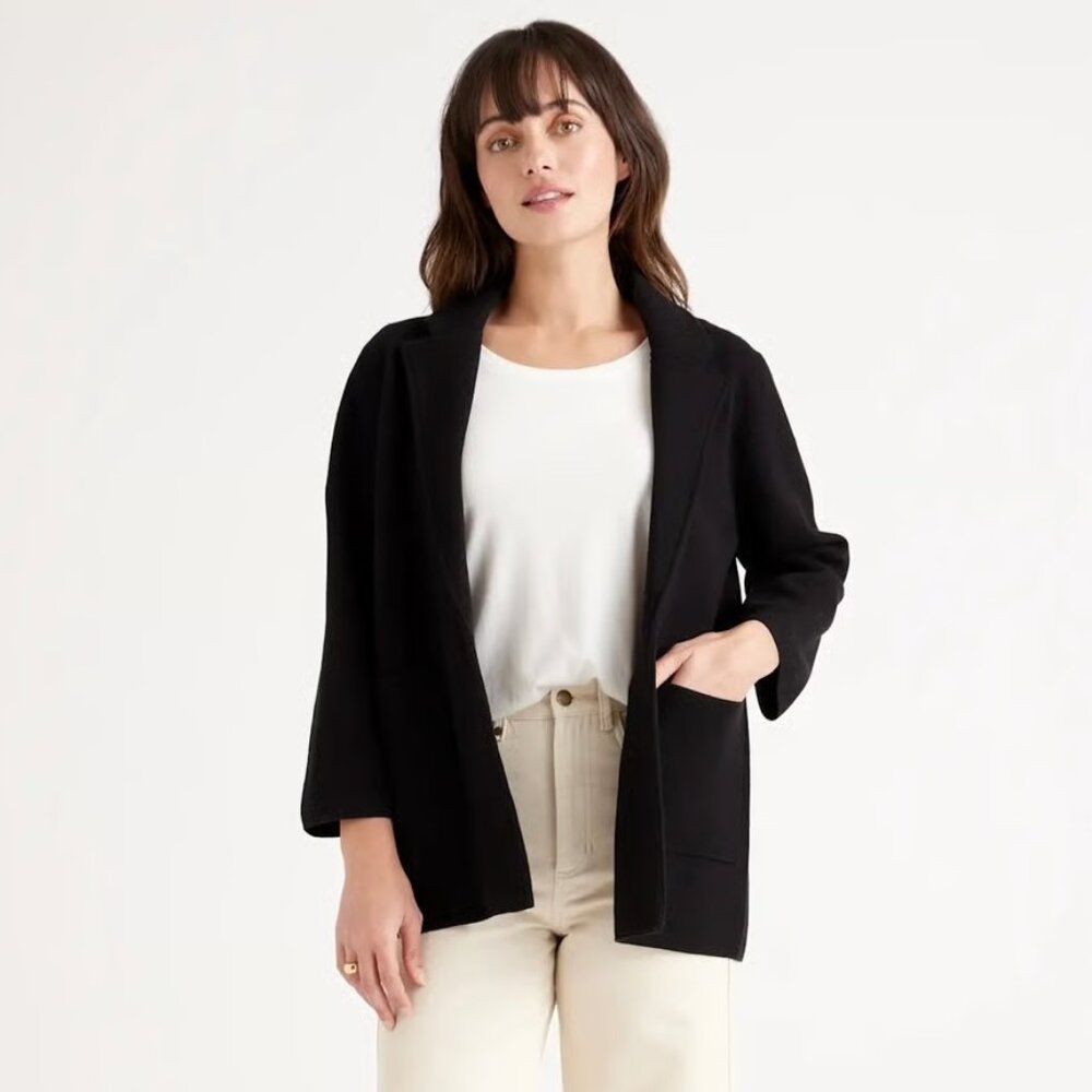Quince Cotton Knit Blazer - Black XS